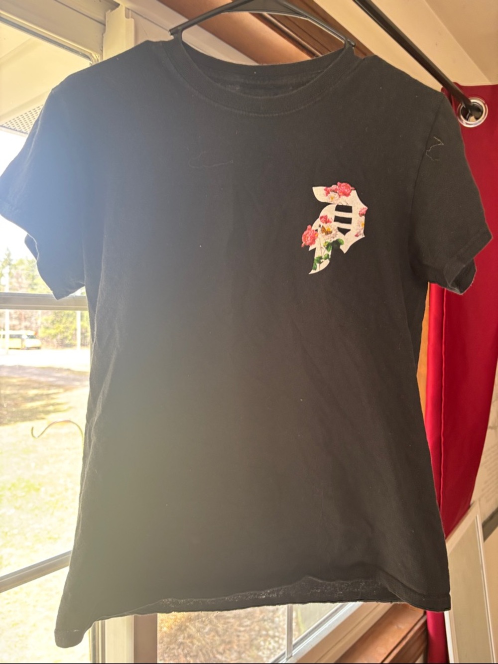 Primitive Black Tee with Floral Logo Patch
